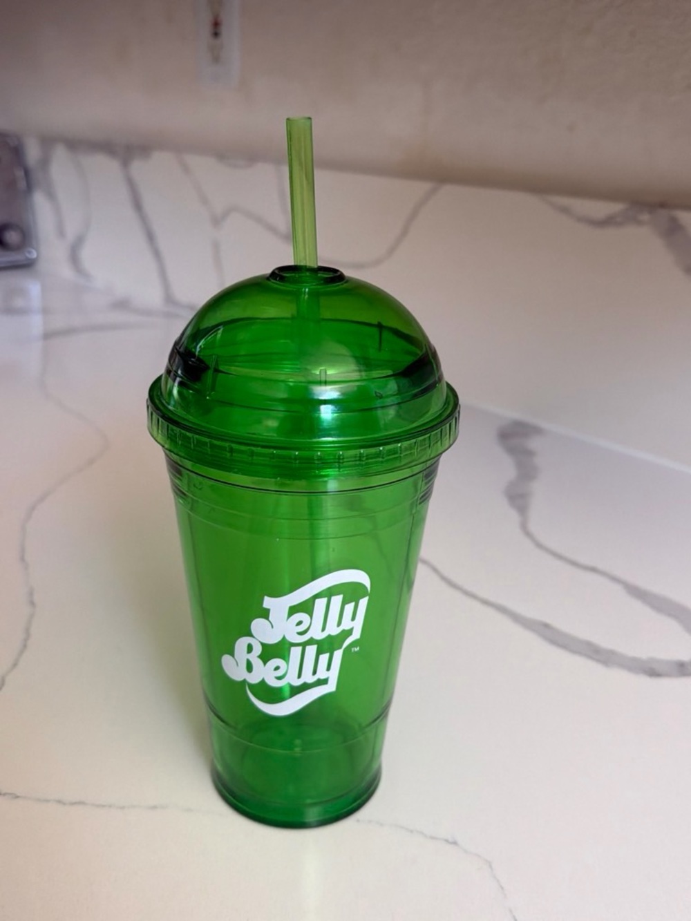 Jelly Belly Green Plastic Tumbler with Straw